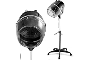 HOMFME 1300W Bonnet Hair Dryer, Height Adjustable Hood Dryer with Mobile Stand, Time and Temperature Control, Professional Floor Standing Hooded Hairdryer Equipment for Salon Home Spa