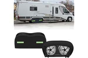 QENETY 2Pcs Dual-Axle Tire Covers, Black Outdoor Waterproof RV Double Wheel Covers, Anti-UV Snow Sun Rain Dual Axle Tire Protector Covers for RVs, Truck, Trailers, Campers, Vans (27-29 Inch)