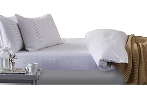 Hippychick Cotton Fitted Mattress Protector, 100 Percent Waterproof, Anti Allergy, Machine Washable, 100 Percent Pure Brushed Cotton, White, 150 x 200 cm, Fits Kingsize Bed