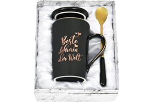 Joymaking Beste Lehrerin Geschenke Kaffeetasse für Beste Lehrerin der Welt, Abschiedsgeschenk Weihnacht für Lehrerin, 400ml schwarz Kaffee Tasse