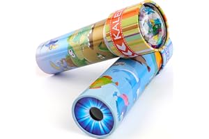 iKeelo klassiska kalejdoskop i tenn, 2-pack kalejdoskop barn pedagogiska leksaker med metallhölje, födelsedagspresent för pojkar och flickor (vattenvärld + dino-värld)