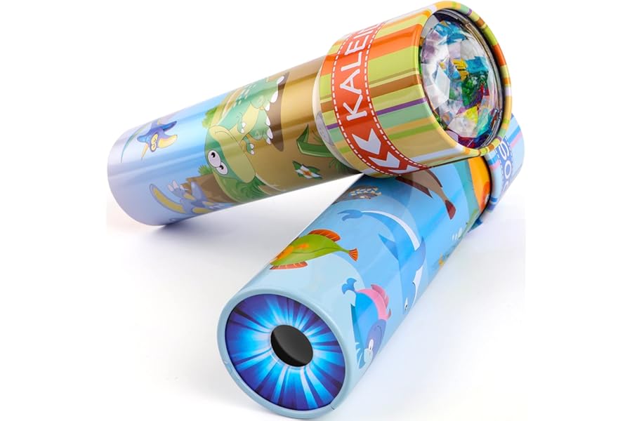 iKeelo Classic Tin Kaleidoscopes 2 Pack, Discover Hidden Animals, Crystal Clear View, Vintage Retro Toys in Gift Box