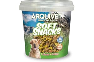 Arquivet, Soft Snacks Naturales para Perro en Forma de corazón Mix de sabores, Pollo, Caza, Cordero, salmón y arroz, Chuches para Perro, Golosinas para Perro, 800 g