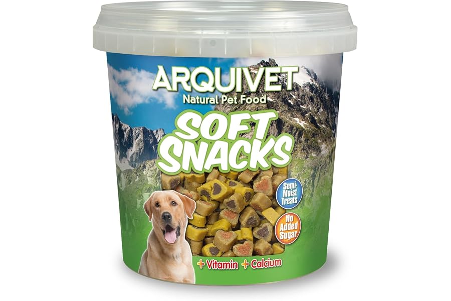Arquivet, Soft Snacks Naturales para Perro en Forma de corazón Mix de sabores, Pollo, Caza, Cordero, salmón y arroz, Chuches 