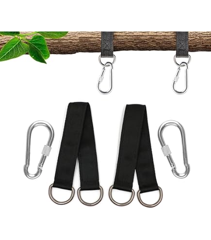 2 Cinghie Per Amaca Con Moschettoni - Portata 400 Kg Per Campeggio E Esterno | Blu E Nero - Foto 2