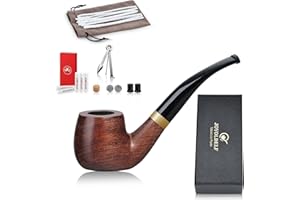 Joyoldelf Rosewood Tobacco Pipe, Wooden Flat Bottom Smoking Pipe, with Smoking Accessories and Gift Box