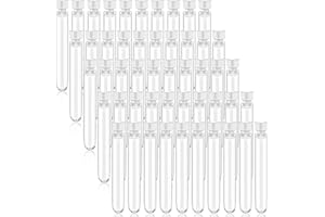 GUANGCAILUN 50pcs Plastic Test Tubes Clear Plastic Test Tubes Empty Test Tubes With Lids 12 * 75mm Transparent Plastic Tubes With Lids Plastic Sample Tubes Test Tube Plastic for Powder Liquid Flower Storage