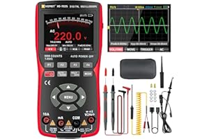 XEAST Handheld Oszilloskop, 9999 Counts Digital Multimeter mit K-Sonde Pyrometer, 10MHz Bandbreite 48MSa/s High Sampling Professional LED Oszilloskop, Auto-Kalibrierungsfunktion DC/AC Spannung/Strom Test