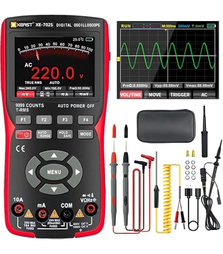 Oscilloscope 3-en-1 Mulcort 50 MHz - Multimètre Numérique Avec Générateur De Signaux, écran Couleur 3,5 Pouces, Portable
