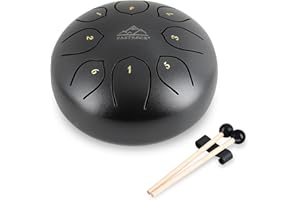 EASTROCK Tambor de lengua de acero para niños, instrumento de percusión, tambor de mano con llave C, tambor de panda con bolsa de viaje, para meditación, yoga, mazos y libro de música (negro)