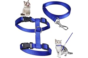 KIRVOS 1 Stück Verstellbare Nylon Geschirre Katzenleine,Geschirre Katzenleine Kätzchenhalsband,Katzengeschirr mit Leine Ausbruchsicher für Kätzchen Welpe Kaninchen Hase