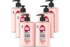 Original Source Vanilla Milk and Raspberry Handwash with 100% Natural Fragrance, Vegan Handwash, Antibacterial, Natural Moisturisers, Multipack of 6 x 300 ml