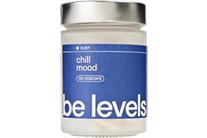 BELEVELS Melatonina Pura 1.9 mg con Magnesio + Triptófano para el Sueño + Apoyo al Descanso y la Relajación + Vitaminas B6 + D + C + Zinc - Suplemento Vegano Sin Gluten 120 Cápsulas | chill mood - be levels