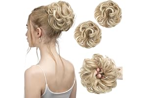 SARLA 2PCS Messy Bun Hair Pieces for Women Girls Synthetic Scrunchies Buns Extension Hairpieces Updo Pony Tail Dirty Blonde
