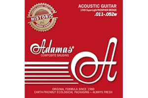 Adamas, Corde per chitarra acustica/folk Historic Reissue Phosphor Bronze, Super-Light .011-.052