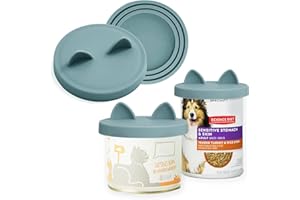 OHMO Pet Can Tin Lids, Universal Size BPA Free Silicone Covers for Cat and Dog Food (70g,85g,200g,400g.etc.), Light Blue, 2-Pack