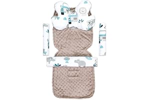 TOTSY BABY Seat Buggy Stroller pad Set - Seat pad for Child seat Breathable Universal Set with Belt Protection 75 x 35 cm Plush Khaki Africa
