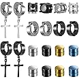 ASTER 10 Pairs Magnetic Stud Earrings Stainless Steel Magnetic Earrings Non Piercing Cross Fake Earrings, Clip on Earring Magnet Earring for Men,Women,Kids,Girls(4 Styles)
