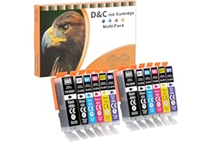 D&C 580 581 XXL kartridże do drukarki, kompatybilne z Canon PGI-580, CLI-581, kartridże do Canon Pixma TS8350, TS8150, TS8350a, TS8251, TS8351, TS8152, TS8250, 12 sztuk (łącznie z Pb 581XXL)