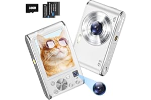 AASONIDA Appareil Photo Numérique Compact 4K HD 48MPAutofocus avec 32G Carte, Double caméra Avant et arrière, Lentille 2.8" LCD Digital Camera avec 16X Digital Zoom pour débutants