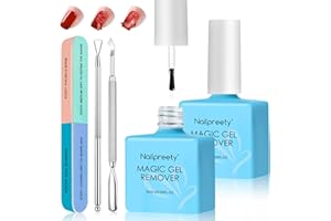 YOLONCE 2 * 15ml Remover Semipermanente Unghie,con 2 lima per unghie e 1 Spingi Cuticole,Gel Nail Polish Remover,Nail Polish Remover kit,Rapidamente lo in 3-5 Minuti.