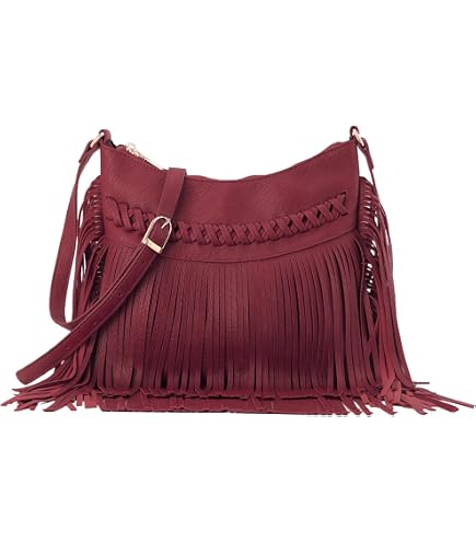 Bolso Bandolera De Hombro De Moda Para Mujer, Bolso De Mensajero Con Flecos, Color Marrón, Beige