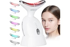 QUELLE Masajeador Facial Eléctrico, Masajeador Facial Antiarrugas con 3 Modos y 7 Colores LED,Terapia de Calor a 45℃,Microcorrientes Facial para Reafirmar Cara y Cuello
