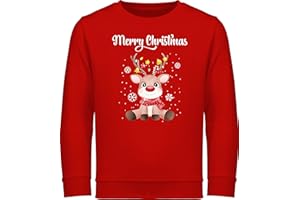 Shirtracer - Sweatshirt Kinder Pullover für Jungen Mädchen - Weihnachten Geschenke - Merry Christmas süßes Rentier | Rudolph Elch Rudolf