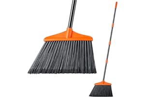 Lifewit Balai Exterieur Terrasse 135cm, Balai Jardin Extérieur Poils Durs, 1 Pcs Grand Balais Mécaniques Pliable Interieur avec Réglable Longue Manche, pour Nettoyage des Sol, Garage, Jardins, Orange