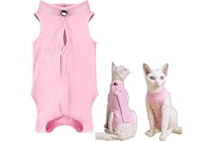 UNMOT Cat Surgery Recovery Suit - Cat Recovery Suit - Quick Healing Cat Vests After Surgery,Breathable Cat Body Suit - Suitable for Cat Surgery Recovery, Abdominal Wounds, or Skin Diseases-Pink,Size S