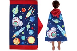 ‎FLYISH DIRECT FLYISH DIRECT Badeponcho Kinder 100% Baumwolle Kinderhandtuch Poncho Kinder Badetuch Handtuch mit Kapuze Strandtücher für Jungen und Mädchen, 127 x 76cm