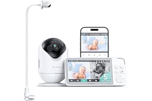 Dr.Care VistaView Baby Monitor WiFi Con Sostegno, 5”1080P Schermo Diviso & 2K/3MP Telecamera, APP Mobile, 5000mAh Batteria, HD Visione Notturna, Allarmi Pianto e Movimento, Audio Bidirezionale, 390m