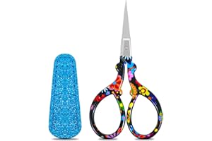 XINJODUZ Crochet Scissors Embroidery Scissors Small Sewing Scissor Sharp Cross Stitch Crochet Scissor with Cover Vintage Stainless Steel Pointed Tip Shears Accessories for Needlework Arts Handicraft DIY Tools