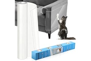 Ftemglo Protector Sofa Gatos Arañazo Transparente 43cm x 5m, Protector de Muebles Gatos, Protector Mesa Transparente, Protector Puertas Arañazos Autoadhesiva para Muebles, Pared, Armario