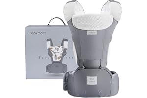 Bebear Porte bébé,Bebamour Porte-bébé 0-36 mois, sac à dos porte-bébé 3D Air Mesh pour nouveau-nés à tout-petits, approuvé par la norme de sécurité (3D Air Black with Design)