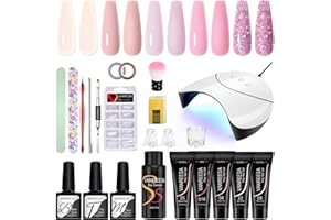 ‎VANREESA Poly Nagelgel Set, VANREESA 5 Farben Poly Nagelverlängerung Gel Set mit 36W U V/LED Nagellampe Poly Nail Gelnägel Starterset Builder Enhancement Gel Starter Set Geschenk für Frauen