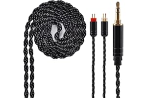 KINBOOFI 6-adriges versilbertes Kopfhörerkabel, schwarzes Upgrade, 2-polig, abnehmbares Kopfhörer-Kabel, Ersatz-Kabel, für KZ ZS10 ZS6 ZS5 ZSR ZST TRN V10 V20 TFZ (3,5 mm Audio-Klinke, 2-polig)