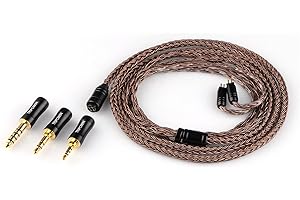 Linsoul Tripowin Amber 32AWG OFC beztlenowy kabel HiFi IEM z wymienną wtyczką 2,5 mm/3,5 mm/4,4 mm, kabel zastępczy rękawa PCW do audiofilów (2-pinowy, bursztynowy)