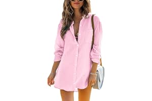 Cicy Bell dam långärmad blus sommar muslin toppar bomull casual button down skjorta klänning toppar lös tunika strandklänning