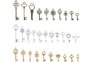 Molain Mini llave de decoración vintage mezclada antigua antigua, collar decorativo clásico, llave para colgante, bricolaje, joyería, boda, fiesta, recuerdos