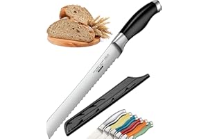 Orblue Cuchillo de Pan 20cm, Cuchillo Panero Profesional con Sierra Grande, Ideal para Cortar el Pan, Cuchillo de Cocina de, Cuchillo Sierra Arcos
