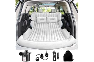 AearKing Colchón para Coche, Colchon Hinchable Coche con 2 Almohadas y Bomba de Aire, Colchon Coche Asientos Traseros, Espesada Cama Hinchable para Coche SUV para Camping, Viajes