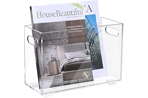 XOHYW Zeitschriftenhalter aus kristallklarem Acryl, platzsparend, Zeitschriftenständer, Bücherkorb, Aufbewahrungs-Organizer für Wohnzimmer, Badezimmer, Heimbüro, Zeitungen