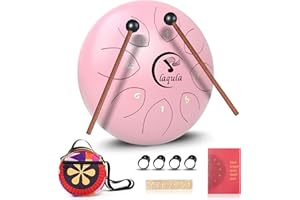 LAQULA Stalowy Bęben Językowy, 15 cm, 8 Nut, Ręczny Bęben Perkusyjny, Instrument perkusyjny z książką muzyczną, bębnem, pałeczkami, torba do przenoszenia, do medytacji, jogi, rozrywki, edukacji muzycznej