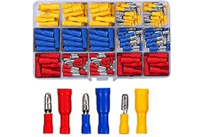RUNCCI-YUN 208Pezzi connettori per cavi,Terminali a Crimpare Kit,Connettori elettrici,Maschio e Femmina Isolati Capicorda Elettrici Crimp, Connettori per cavi elettrici a Testa a Proiettile