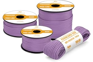 Abma Cord Paracord 4mm 30m Corda Paracord 550 Tipo III 7 Fili per All'aperto, Sopravvivenza, Campeggio, Fai Da Te - Max. 250 kg - Lilla Chiaro