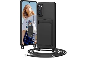 BENTIACC Handykette Silikon Hülle für Samsung Galaxy S20 FE mit Band, Handyhülle mit Kartenfach, Abnehmbar Kordel Kette, Stoßfeste Schutzhülle für Samsung Galaxy S20 FE (Schwarz)