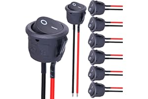 Taiss 8Pcs Rocker Switch ON/Off SPST 2Pin Latching Toggle Switch Snap Round with Pre-Wired 6A/250V 10A/125V AC for Boat,Car etc.KCD1-X-Y