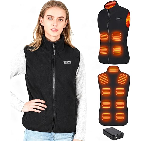 Verwarmd vest Verwarmd vest voor heren Verwarmd vest voor dames Warmtevest polar fleece 3 temperatuurniveaus wasbaar (Color : Black, Size : XL