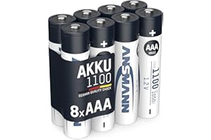 ANSMANN Akku Micro AAA, 8 Stück, 1050 mAh 1,2V NI-MH, wiederaufladbar, ideal für Spielekonsolen, Wireless Maus, Taschenlampen, Hochleistungsakku